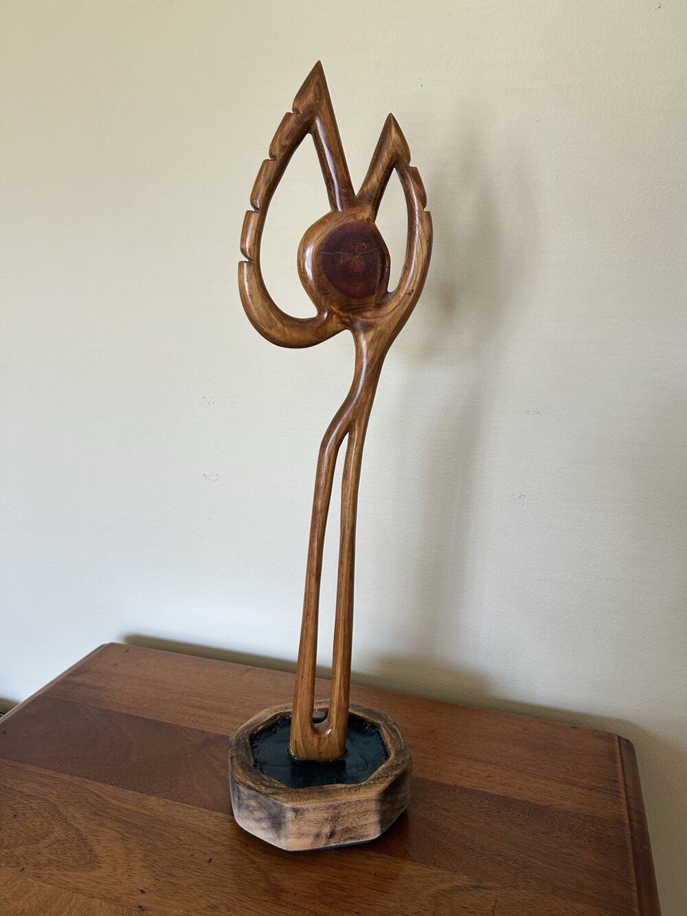 Hand Carved Wood Sculpture Natural Hardwood Abstract Decor Art Figure